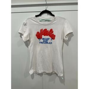 Off White Heart Not Troubled Tshirt Size M